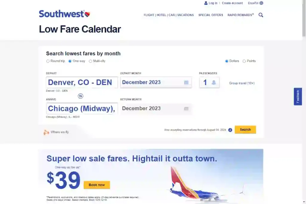 How Southwest Low Fare Calendar Works